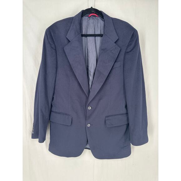Vintage Jos A Bank Blazer Jacket Mens 38R Navy Blue Pure Cashmere - Picture 1 of 9